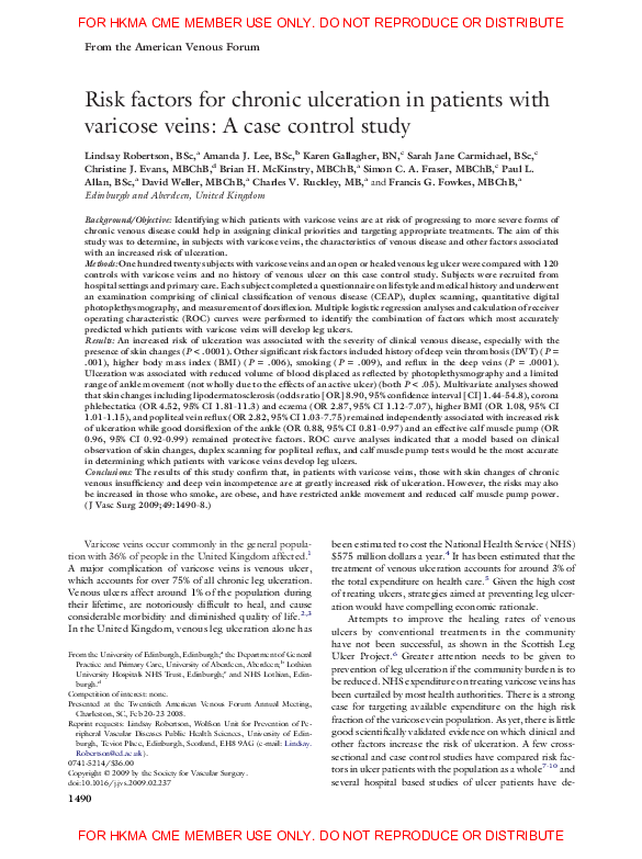 (PDF) Risk factors for chronic ulceration in patients with varicose ...