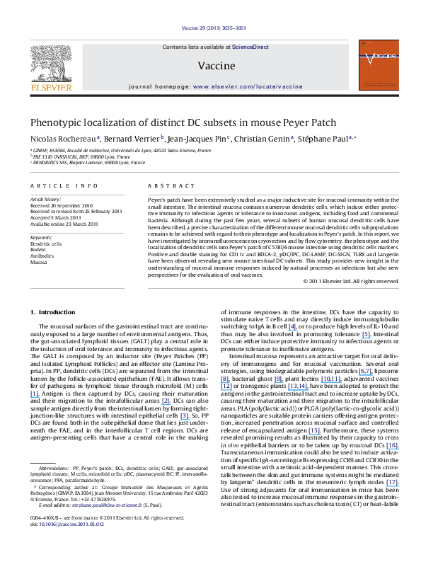 (PDF) Phenotypic localization of distinct DC subsets in mouse Peyer ...
