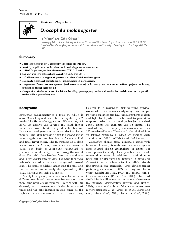 (PDF) Drosophila melanogaster Cahir O'Kane Academia.edu