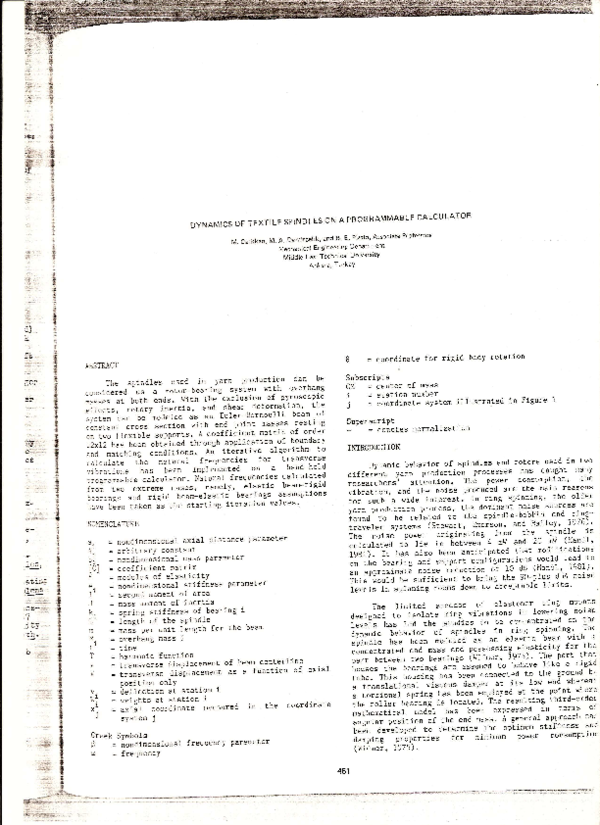 (PDF) Dynamics of Textile Spindles on a Programmable Calculator