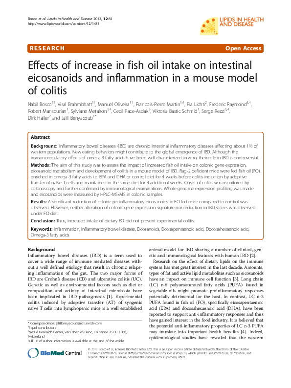 (PDF) Effects of increase in fish oil intake on intestinal eicosanoids ...