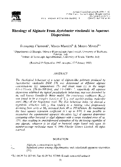 (PDF) Rheology of alginate from Azotobacter vinelandii in aqueous ...