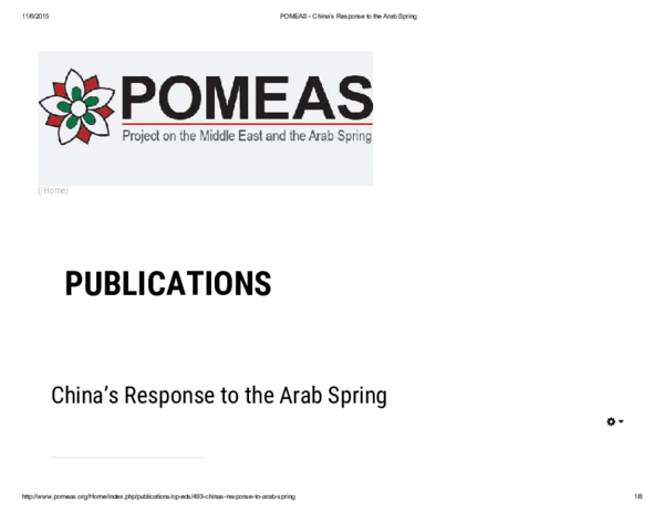 (PDF) China's Response to the Arab Spring