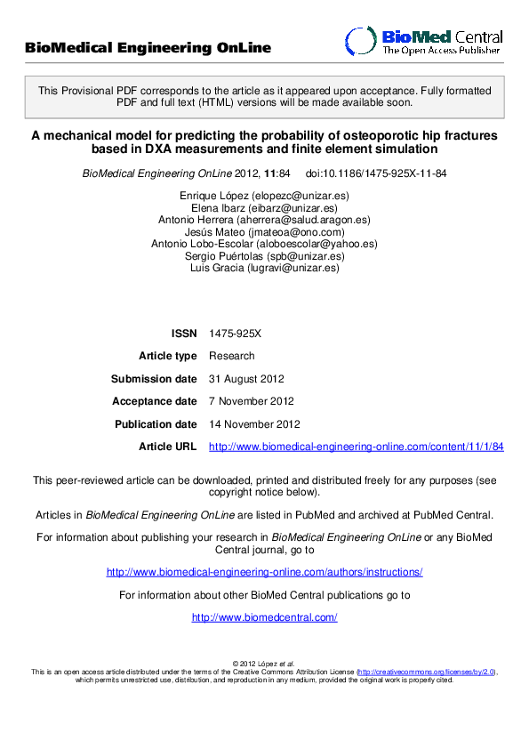 (PDF) A mechanical model for predicting the probability of osteoporotic ...