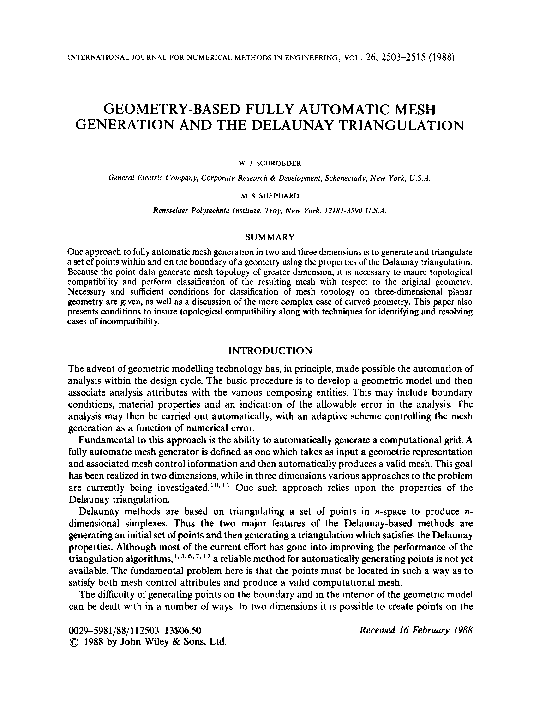 (PDF) Geometry-based fully automatic mesh generation and the delaunay ...