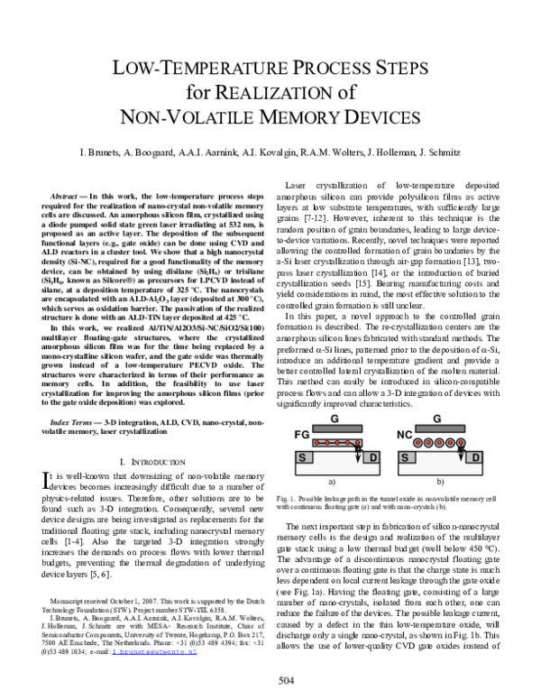 (PDF) Low-temperature process steps for realization of non-volatile ...