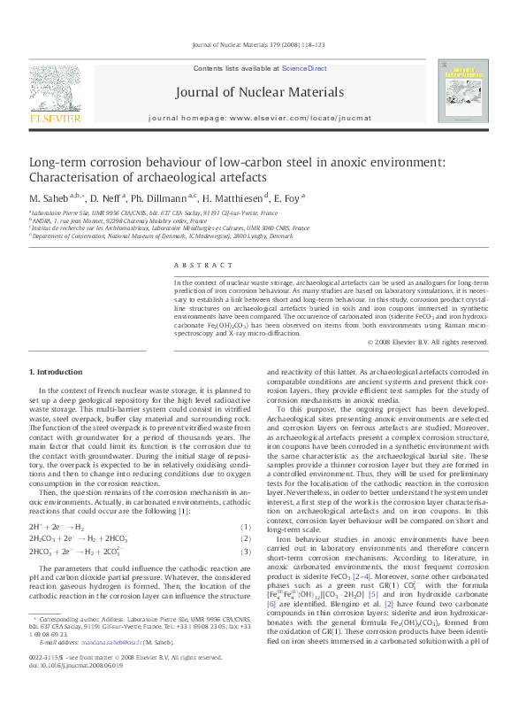 (PDF) Long-term corrosion behaviour of low carbon steel in anoxic soils ...