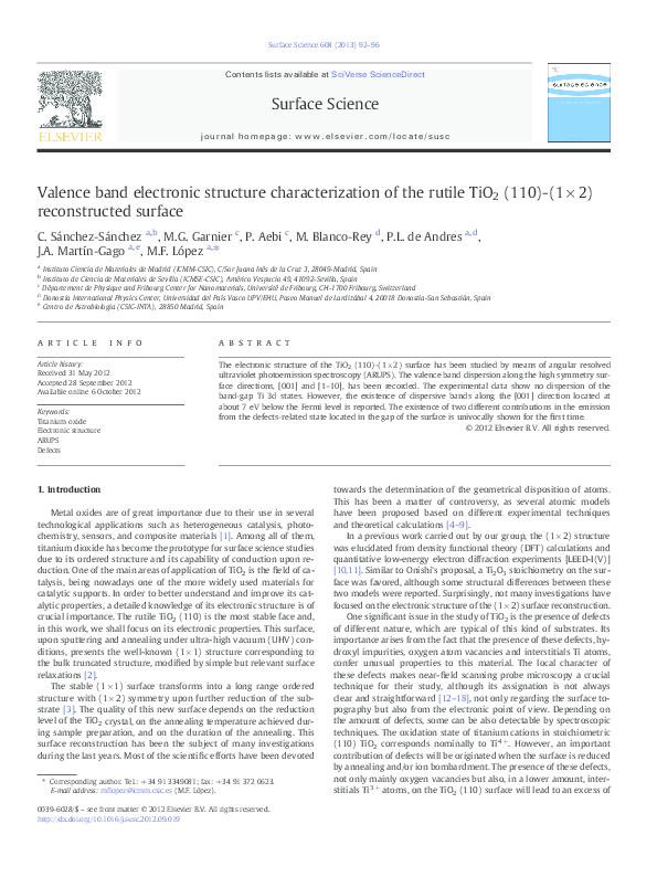 (PDF) Valence band electronic structure characterization of the rutile ...
