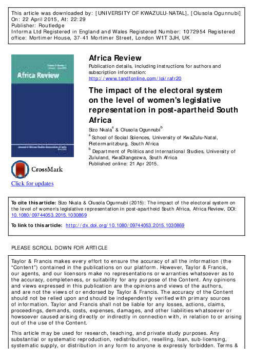 (PDF) The impact of the electoral system on the level of women's ...