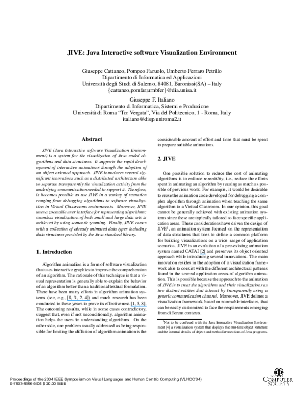 (PDF) JIVE: Java Interactive Software Visualization Environment