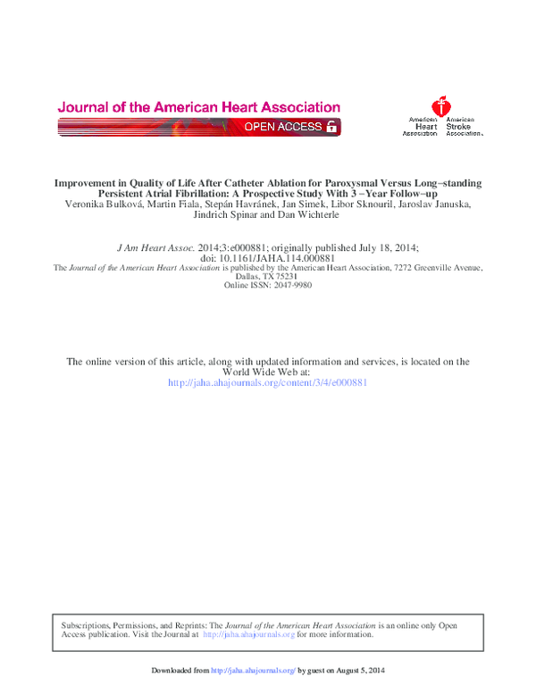 (PDF) Improvement in Quality of Life After Catheter Ablation for ...