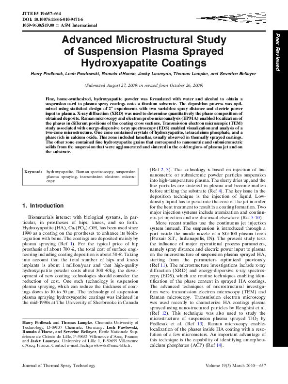 (PDF) Advanced Microstructural Study of Suspension Plasma Sprayed ...