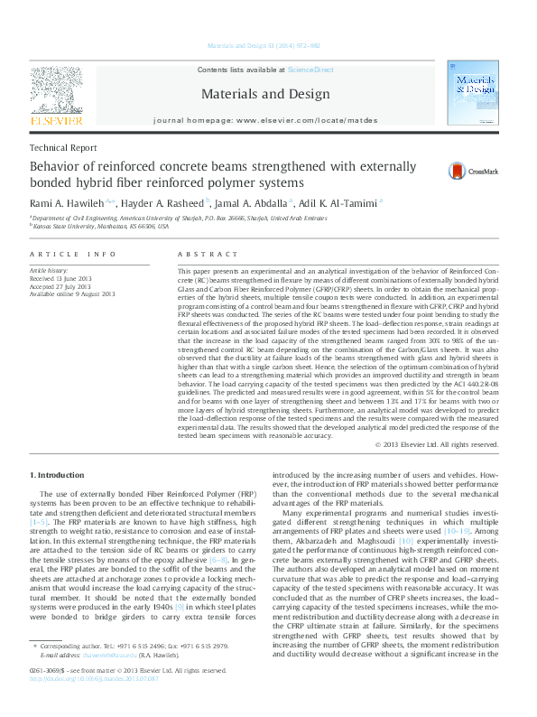 (PDF) Behavior of reinforced concrete beams strengthened with ...