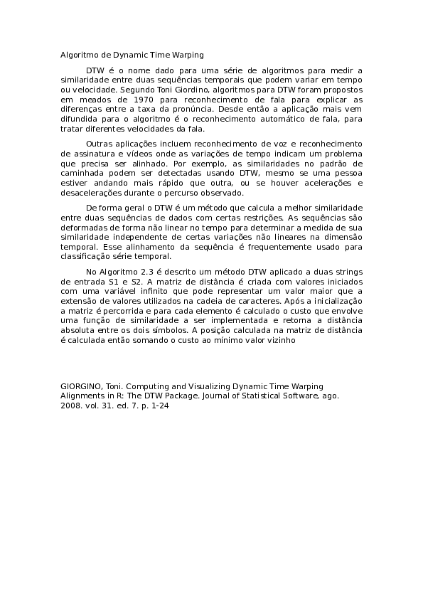 (DOC) Algoritmo de Dynamic Time Warping | Jorge Durvalino Junior ...