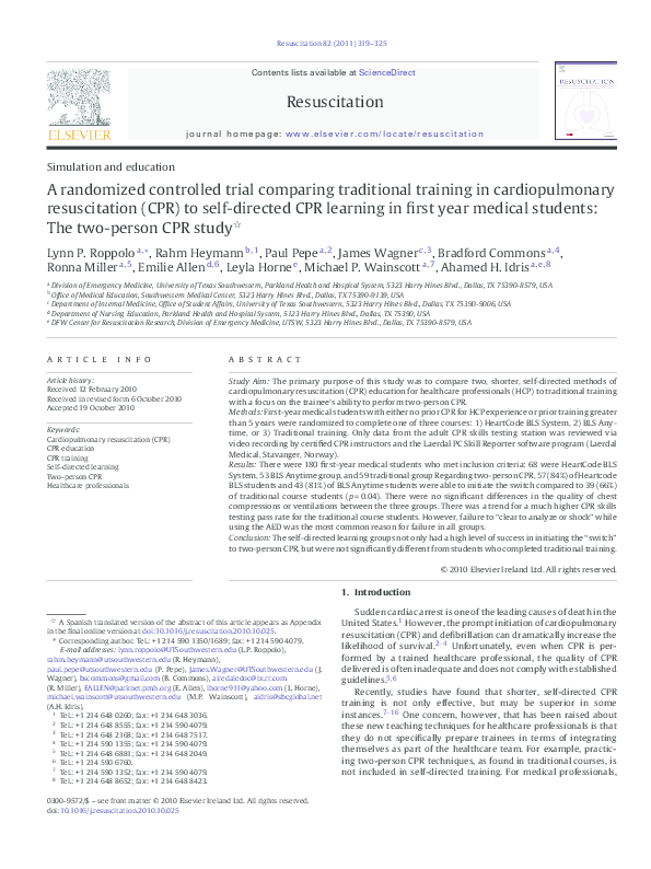 (PDF) A randomized controlled trial comparing traditional training in ...