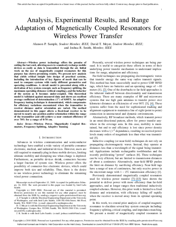 (PDF) Analysis, Experimental Results, and Range Adaptation of