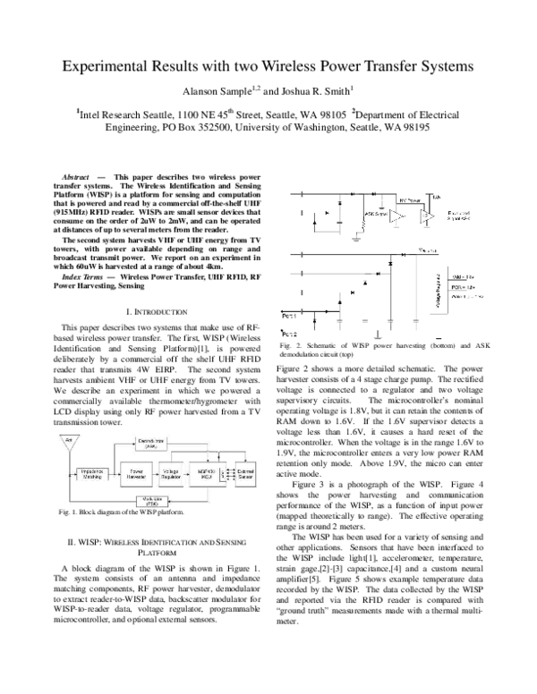 (PDF) Experimental results with two wireless power transfer systems