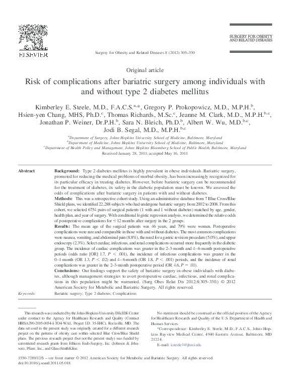 (PDF) Risk of complications after bariatric surgery among individuals ...
