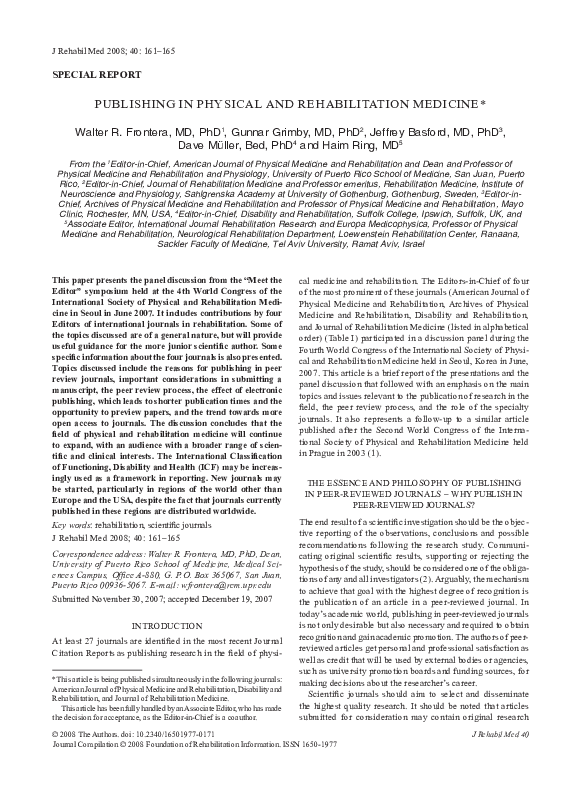 (PDF) Publishing in Physical and Rehabilitation Medicine