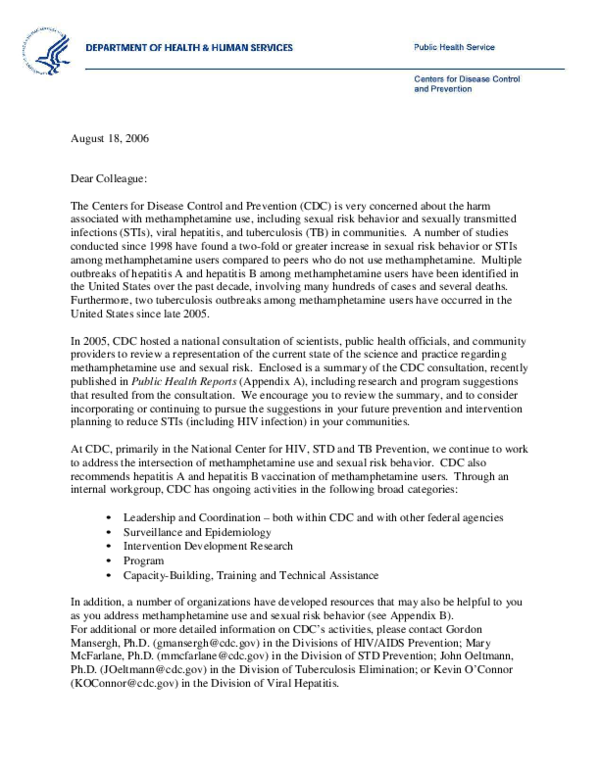 (PDF) CDC consultation on methamphetamine use and sexual risk behavior ...