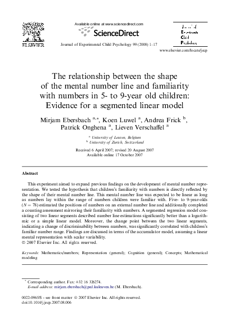 (PDF) The relationship between the shape of the mental number line and ...