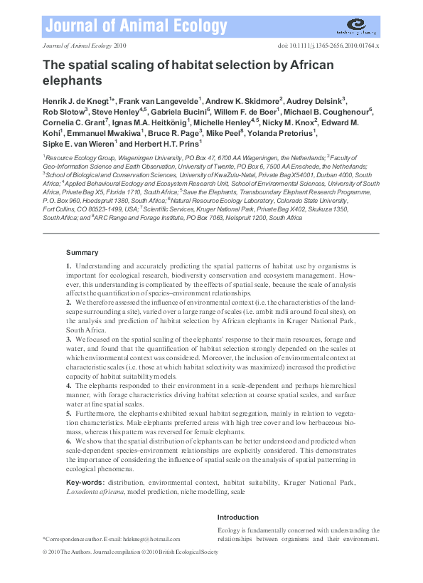 (PDF) The spatial scaling of habitat selection by African elephants