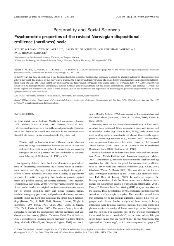 (PDF) Psychometric properties of the revised Norwegian dispositional ...