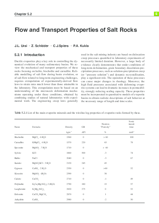(PDF) Flow and transport properties of salt rocks