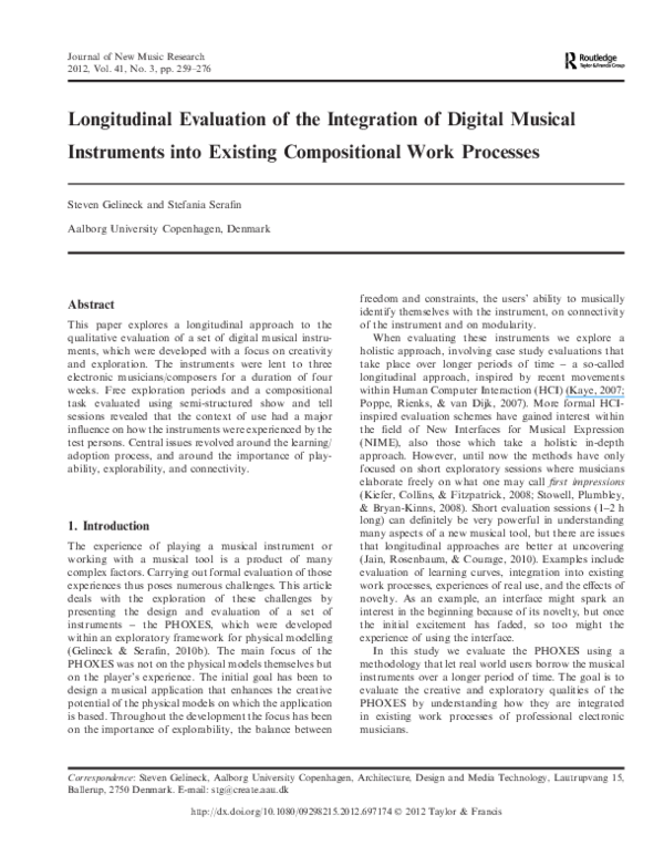 (PDF) Longitudinal Evaluation of the Integration of Digital Musical ...