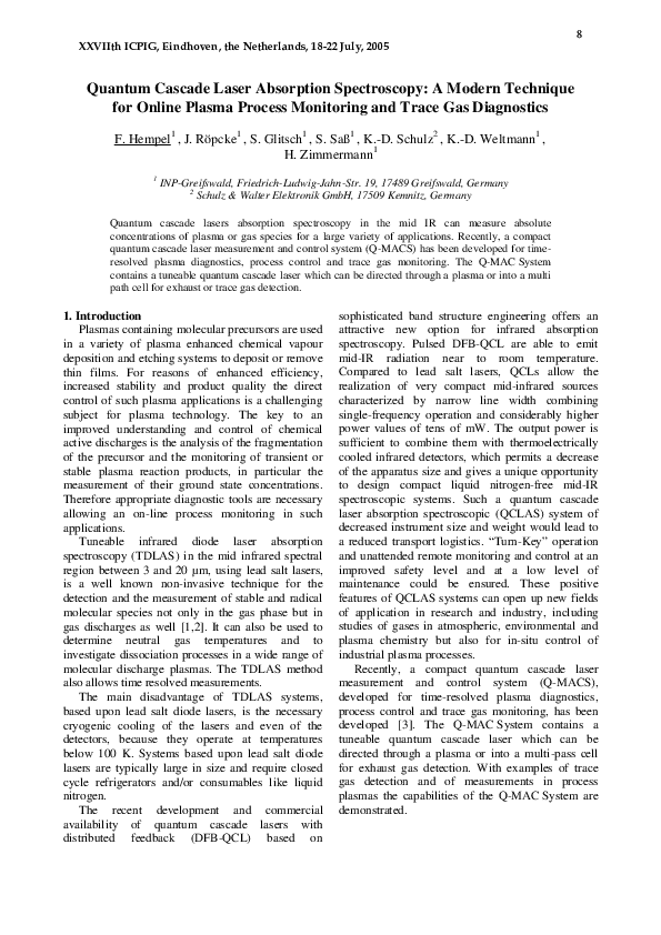 (PDF) Quantum cascade laser absorption spectroscopy of the band of ...