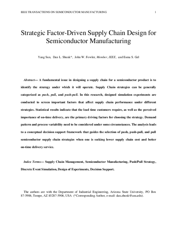 (PDF) Strategic factor-driven supply chain design for semiconductors