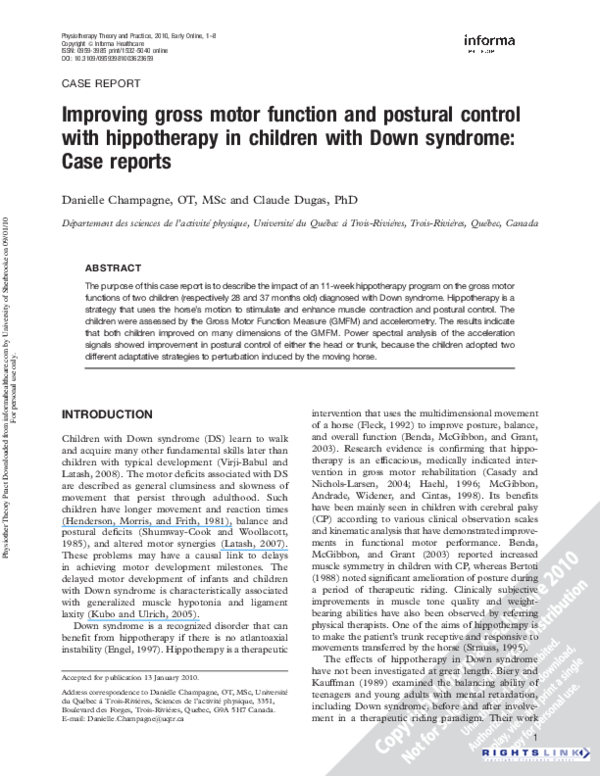 (PDF) Improving gross motor function and postural control with