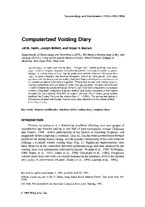(PDF) Computerized voiding diary