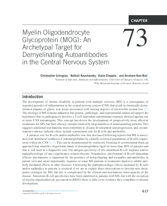 (PDF) Myelin oligodendrocyte glycoprotein (MOG): an archetypal target ...
