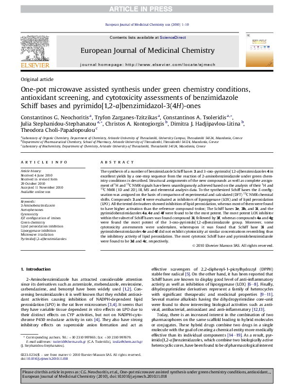(PDF) One-pot microwave assisted synthesis under green chemistry ...