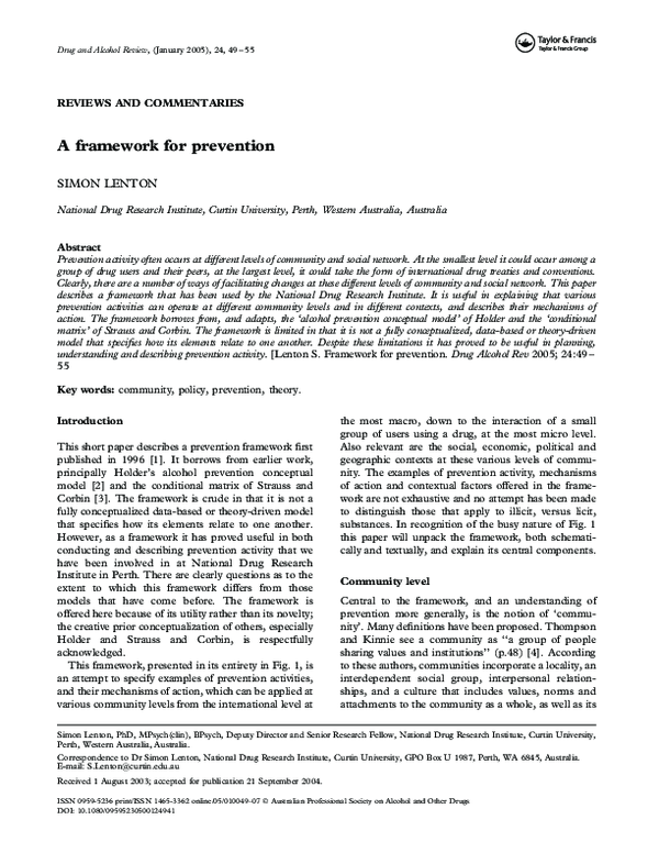 (PDF) A framework for prevention