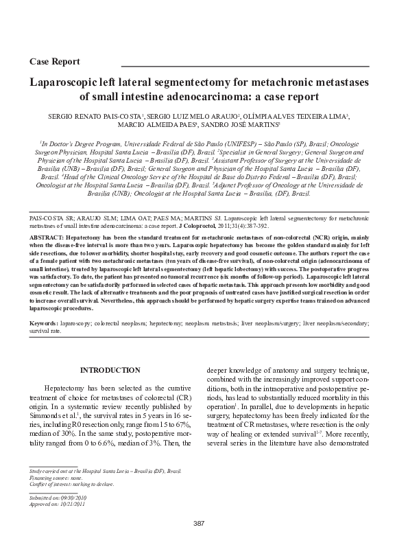 (PDF) Laparoscopic left lateral segmentectomy for metachronic ...