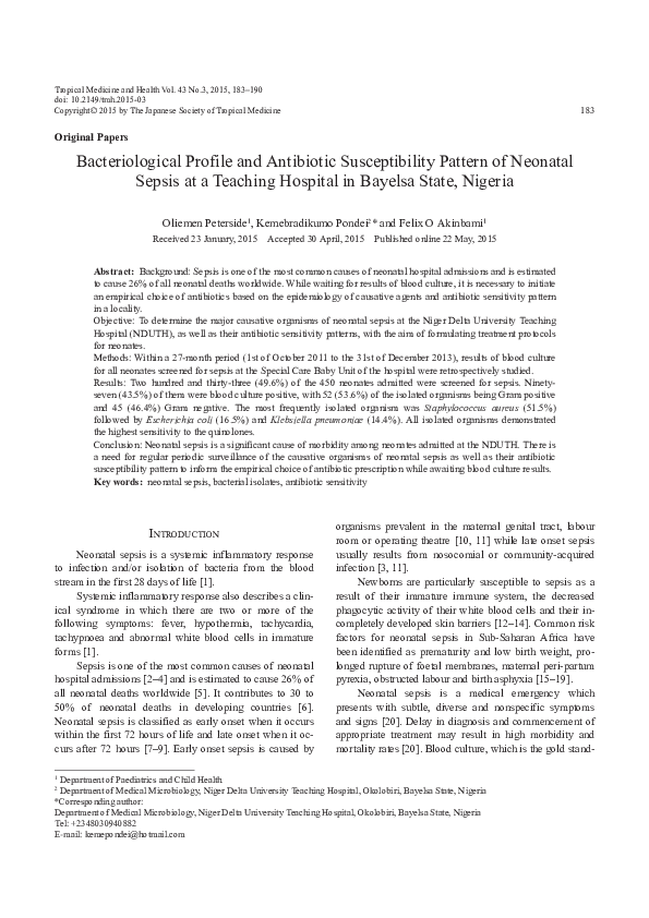 (PDF) Bacteriological Profile and Antibiotic Susceptibility Pattern of ...