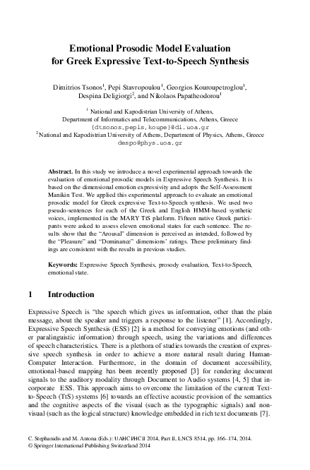 (PDF) Emotional Prosodic Model Evaluation for Greek Expressive Text-to ...