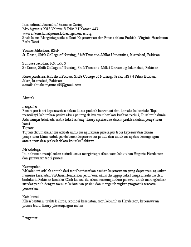 (DOC) International Journal of Sciences Caring