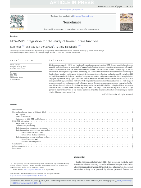 (PDF) EEG–fMRI integration for the study of human brain function