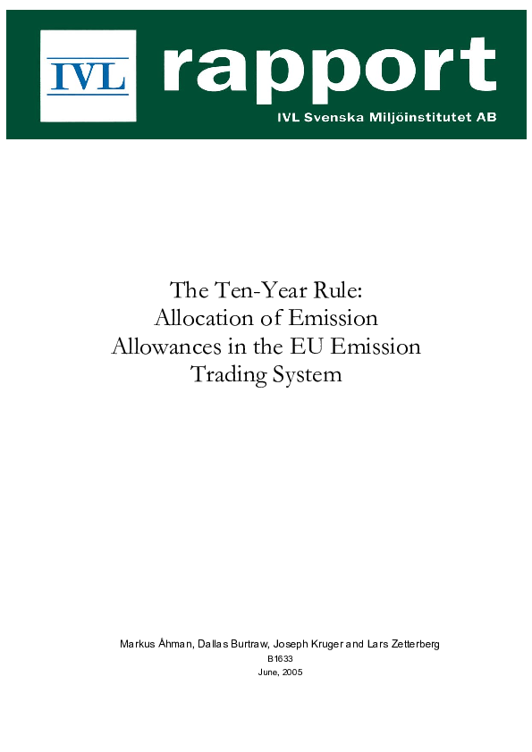 (PDF) The Ten-Year Rule: Allocation of Emission Allowances in the EU ...