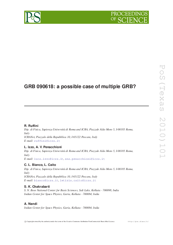 (PDF) GRB 090618: a possible case of multiple GRB?