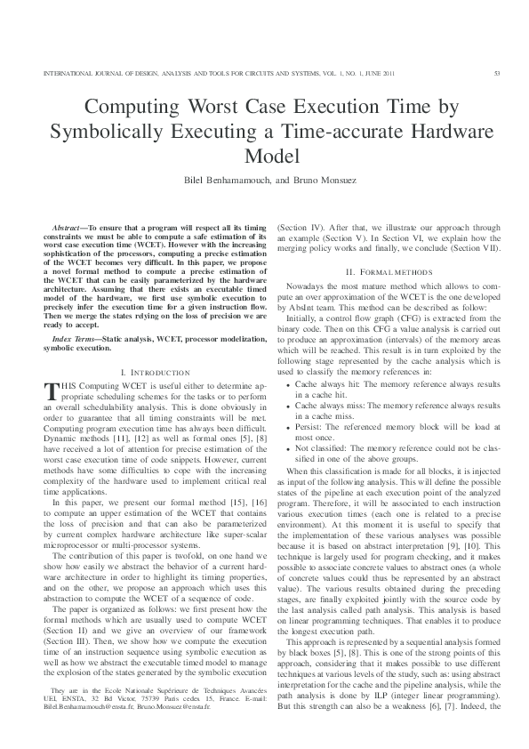 (PDF) Computing Worst Case Execution Time by Symbolically Executing a ...