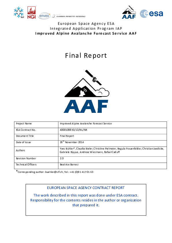 (PDF) Final Report: Improved Alpine Avalanche Forecast Service AAF