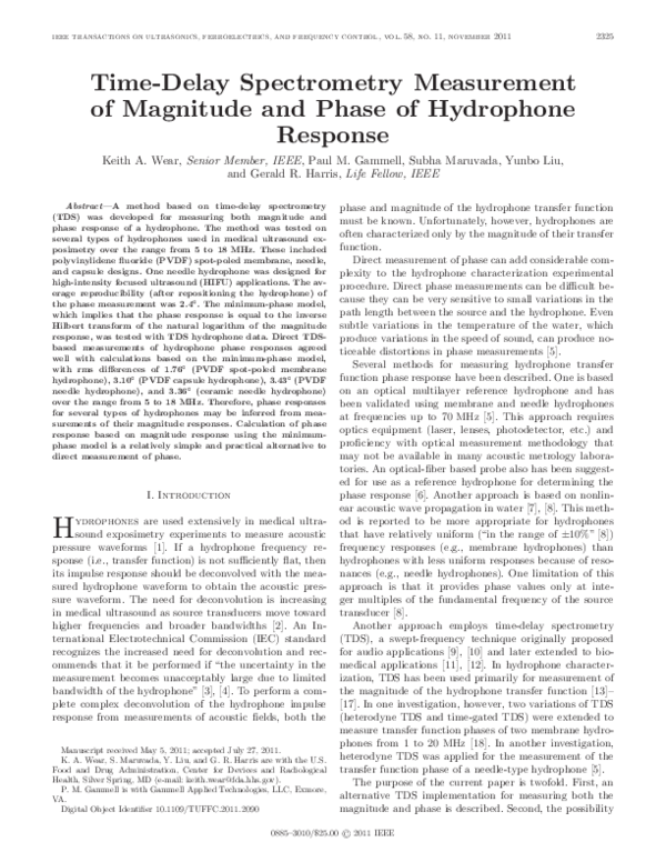 (PDF) Timedelay spectrometry measurement of magnitude and phase of