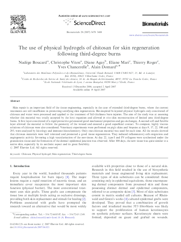 (PDF) The use of physical hydrogels of chitosan for skin regeneration ...