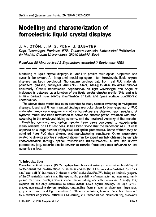 (PDF) Modelling and characterization of ferroelectric liquid crystal ...