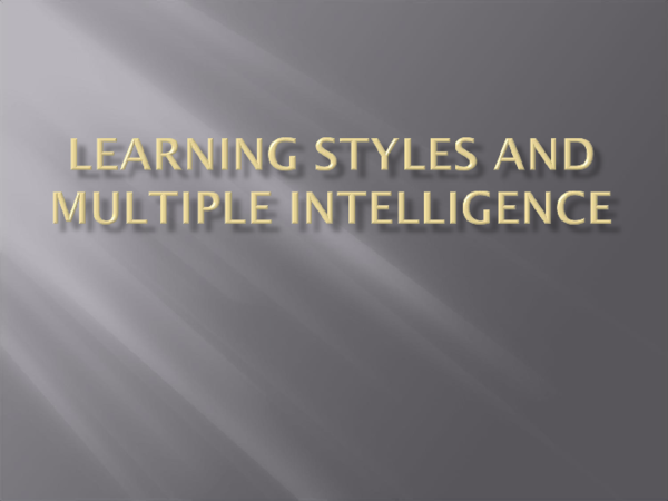 (PPT) 14. Learning styles and Multiple intelligence