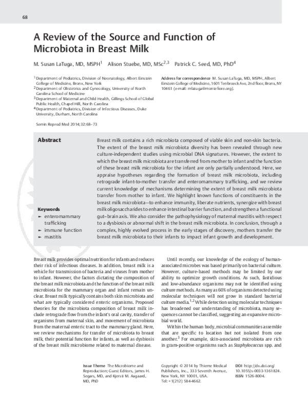 (PDF) A Review of the Source and Function of Microbiota in Breast Milk